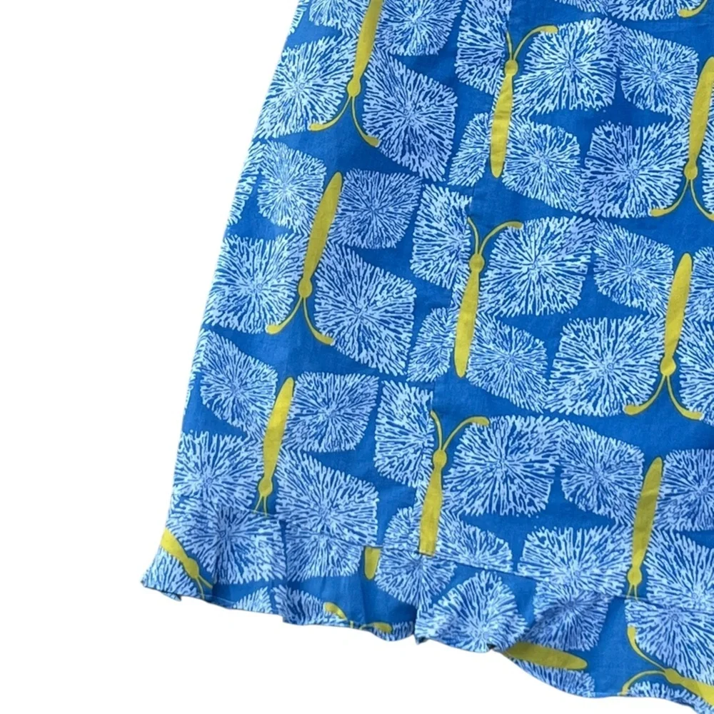 Lilly Pulitzer Franco butterfly blue yellow strapless ruffle mini dress Y2K - Picture 7 of 12
